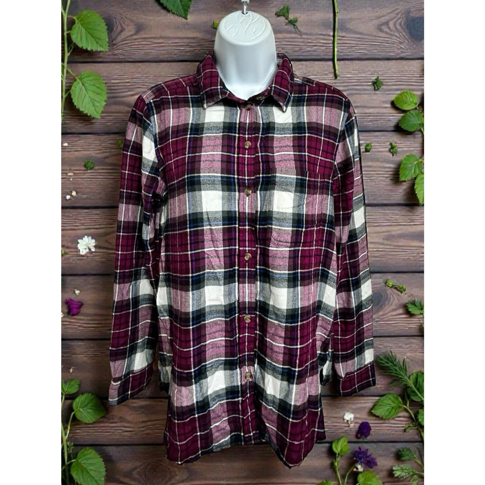 American Eagle Boyfriend Fit Flannel Plaid Button Front Shirt Sz Small Grunge